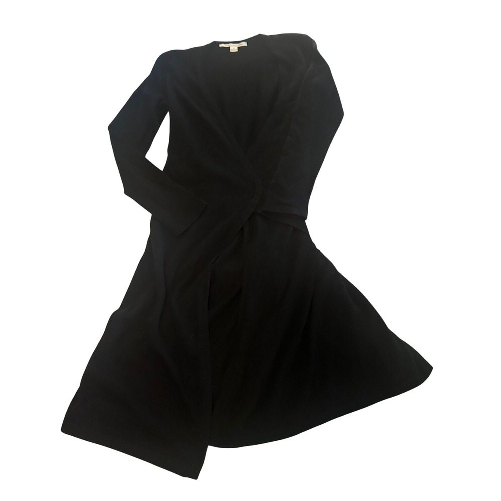 Diane von Furstenberg Black Linda Wrap Wool Cashmere Angora Blend Dress Size M